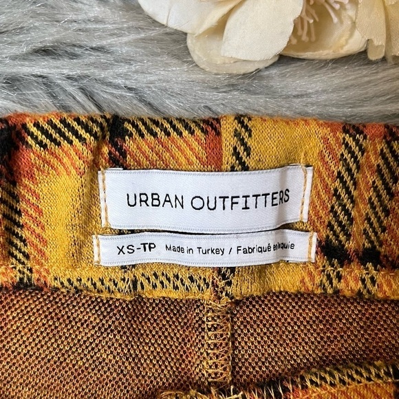 Urban Outfitters Bryn Yellow Orange Pull On Plaid Flare Women’s Pants Sz XS - Picture 5 of 11